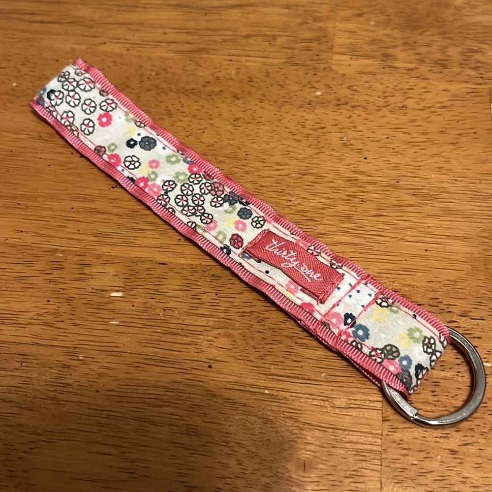 Thirty One Gifts Free Spirit Ditsy Wristlet Key Fob Multicolor Floral and Black